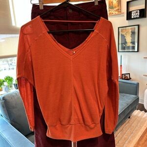 Prana Dusty Pink V-Neck Long Sleeve Top
